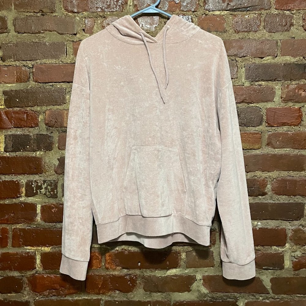 Topshop Pink Crushed Velvet Hoodie